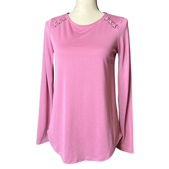 Pink Republic Purple Blouse with Grommet Detail at Shoulders Size Small - Picture 1 of 6